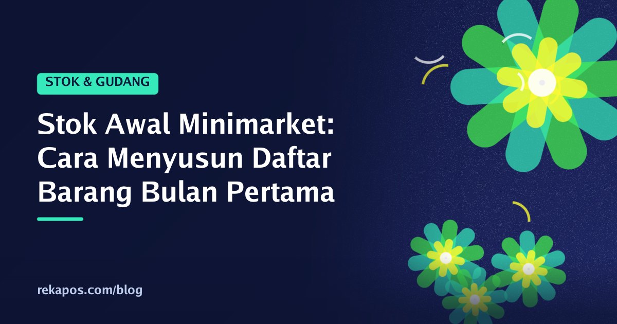 Rak minimarket kecil yang baru diisi stok awal minimarket dengan sembako, minuman, dan makanan ringan