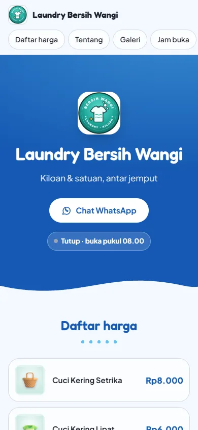 Website toko yang sama di layar HP