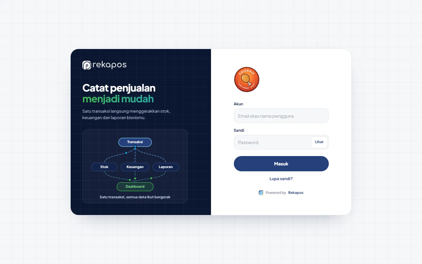 Halaman masuk umum toko