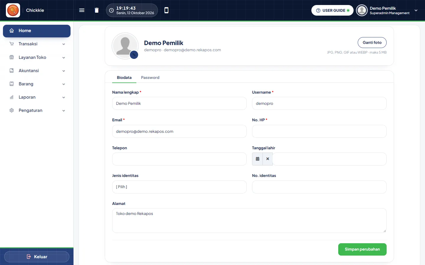 Halaman profil pribadi