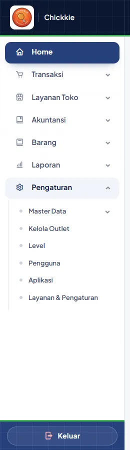 Menu Pengaturan terbuka