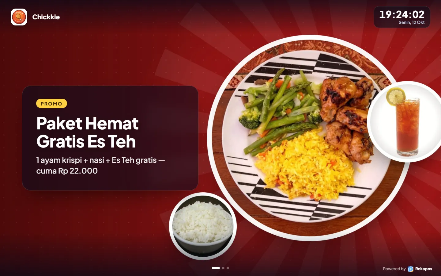 Layar Pelanggan memutar promo Paket Hemat